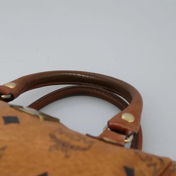 MCM Logogram Vicetos Hand Bag PVC Leather 2way Brown Gold Auth BA1440 - Picture 9 of 16